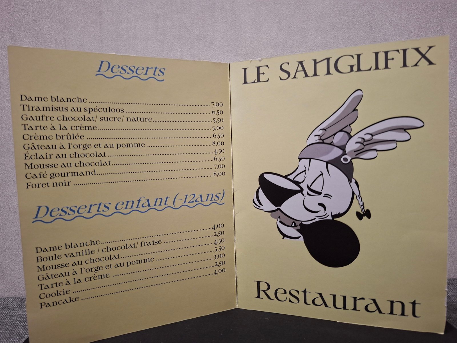photo d'un menu